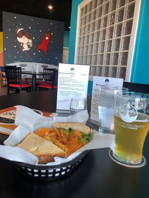 Vegan Curry Chickpea Salad Sandwich (Kolsch - Beer) at Escape Velocity Brewing in Lafayette