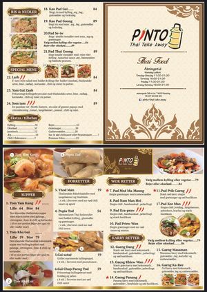 The menu😄 at Pinto Thai in Herning