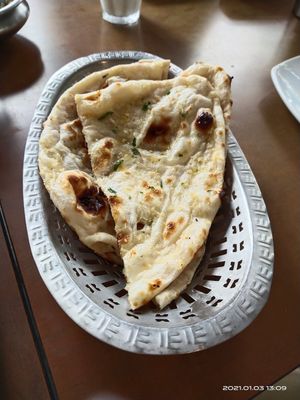 Garlic naan at Raj Restaurant - Biopolis in Central Singapore
