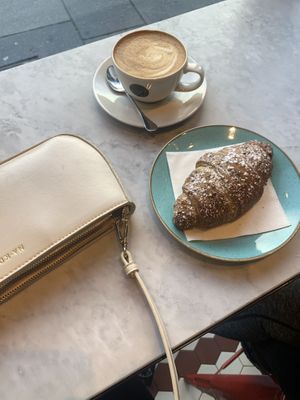 latte and croissant   at Gordon St Coffee in Edinburgh