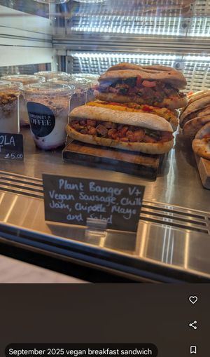 Vegan breakfast sandwich at Gordon St Coffee in Edinburgh
