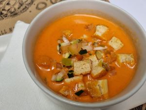 Gazpacho Andaluz delicious!!! at Tulsi in Barcelona
