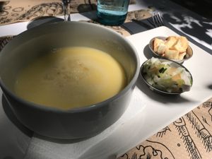 Corn gazpacho at Tulsi in Barcelona