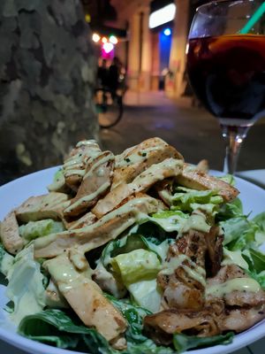 Caesar salad with Heura chicken and tofu at Tulsi in Barcelona
