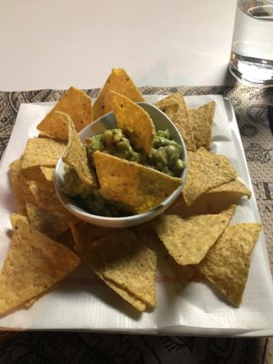 Guacamole and chips  at Tulsi in Barcelona