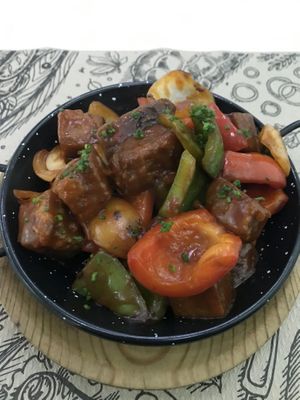 Chili  tofu at Tulsi in Barcelona