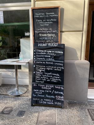 Menu at Tulsi in Barcelona