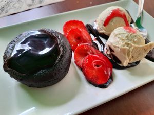 Chocolate "flan" at Tulsi in Barcelona