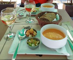 Appetizer: gazpacho at Tulsi in Barcelona