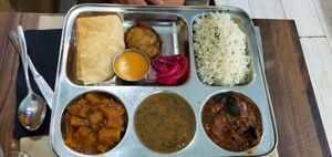 The great lunch menu Thali. Also comes with drink, starter, and desert. at Tulsi in Barcelona