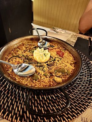 Delicious paella   at Tulsi in Barcelona