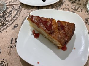 Lunch menu dessert (Lemon cake)  at Tulsi in Barcelona