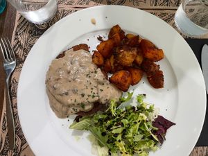 Lunch menu main (Soy steak)  at Tulsi in Barcelona