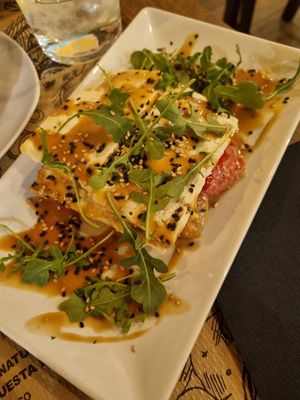 Tofu with roasted peppers at Tulsi in Barcelona