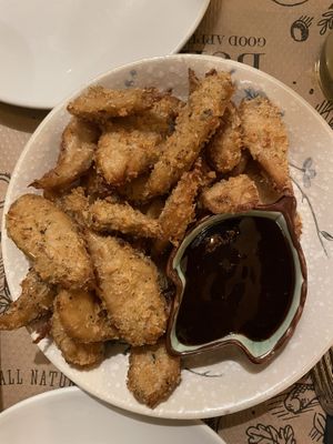 No chicken pan fried #Veganuary at Tulsi in Barcelona