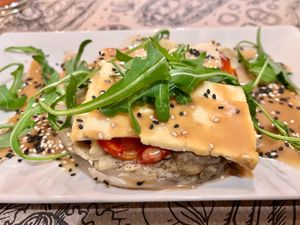 Roasted Peppers with Tofu at Tulsi in Barcelona