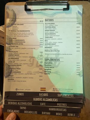 Menu  at Tulsi in Barcelona