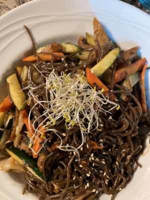 Heura noodles  at Tulsi in Barcelona