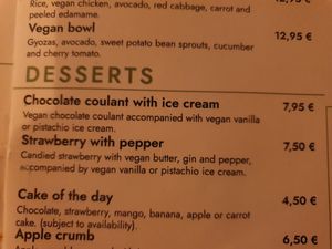 Menu at Tulsi in Barcelona