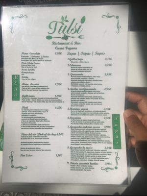 Menu aug2020 at Tulsi in Barcelona