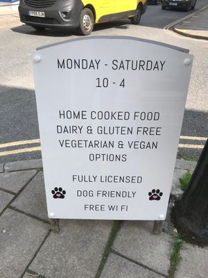 Menu sign - vegan friendly!  at Cafe Collective in Bideford