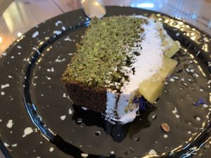 Pistachio spinach cake at Tabula Rasa in Colmar