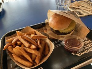 Bronx burger and chips   at Social Burgerjoint in Helsinki