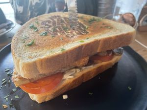 Vegan full English (contains whole vegan cheesy oatcake!)  at The Slamwich Club in Stoke-on-trent