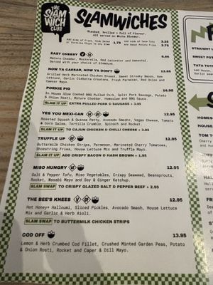 Menu   at The Slamwich Club in Stoke-on-trent