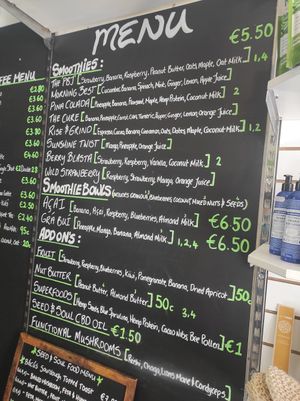 Menu at Seed and Soul in Dingle