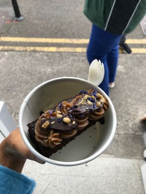 Lovely vegan peanut butter and chocolate slice!! at Seed and Soul in Dingle