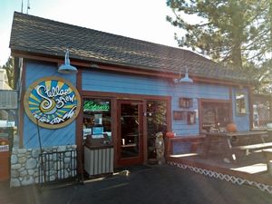 entrance at Stellar Brew and Natural Cafe in Mammoth Lakes