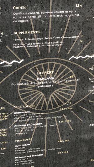 Menu  at Black Pide in Paris