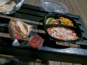 Vegan cheese enchiladas at Adobe Cafe in New Braunfels