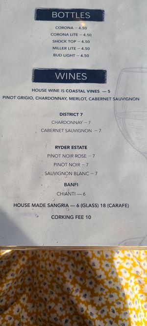 Beer and wine at Coastal Pizza Kitchen in Redington Beach