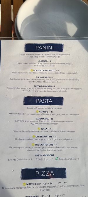 Menu at Coastal Pizza Kitchen in Redington Beach