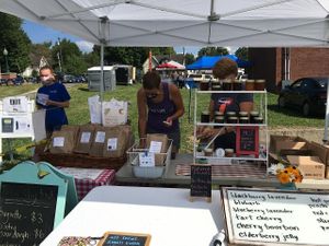 Selling bread and jelly at Farmers Market in Garrettsville