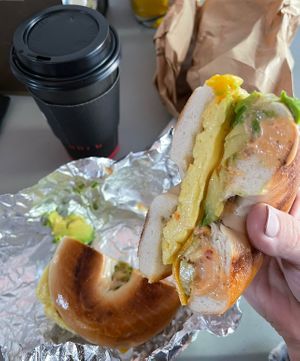 Vegan West Egg sandwich was so fantastic!  at Bangos in Lansing