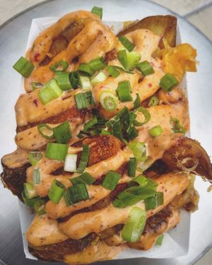 vegan nasty AF potatoes at Bangos in Lansing