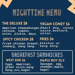 bango's nighttime menu at Bangos in Lansing