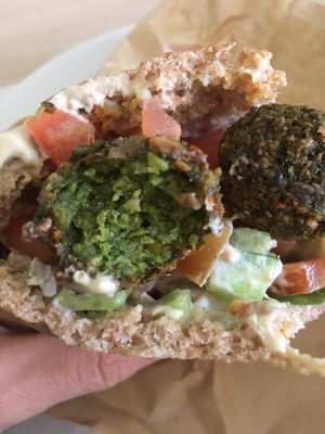 This how falafel looks like inside  at Pitot in Limassol