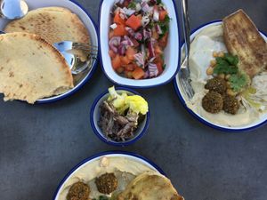 Falafel and hummus with pitta  at Pitot in Limassol