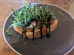 Open hummus and veg sandwich at The Canteen in Portsmouth