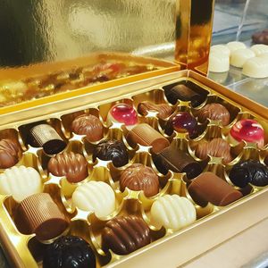 Mixed box of Christmas pralines at Mosters Praliner in Malmo