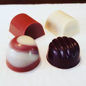 Salty caramel, café cortado, toffee with coffee, coconut/dark rum at Mosters Praliner in Malmo