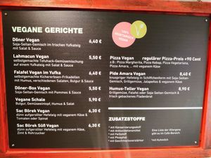 The vegan menu. There is also a vegetarian menu. at Amara in Freiburg