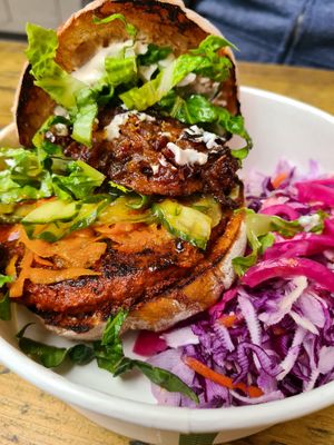 Tandoori burger at The Hedgerow Hound in Plymouth