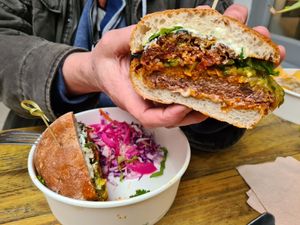 Tandoori burger at The Hedgerow Hound in Plymouth