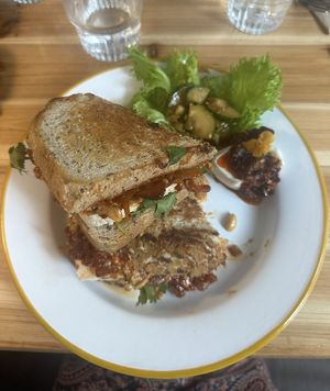 Vegan tofu satay toastie!  at The Hedgerow Hound in Plymouth