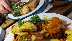 Kimchi brunch and Palembang toastie   at The Hedgerow Hound in Plymouth